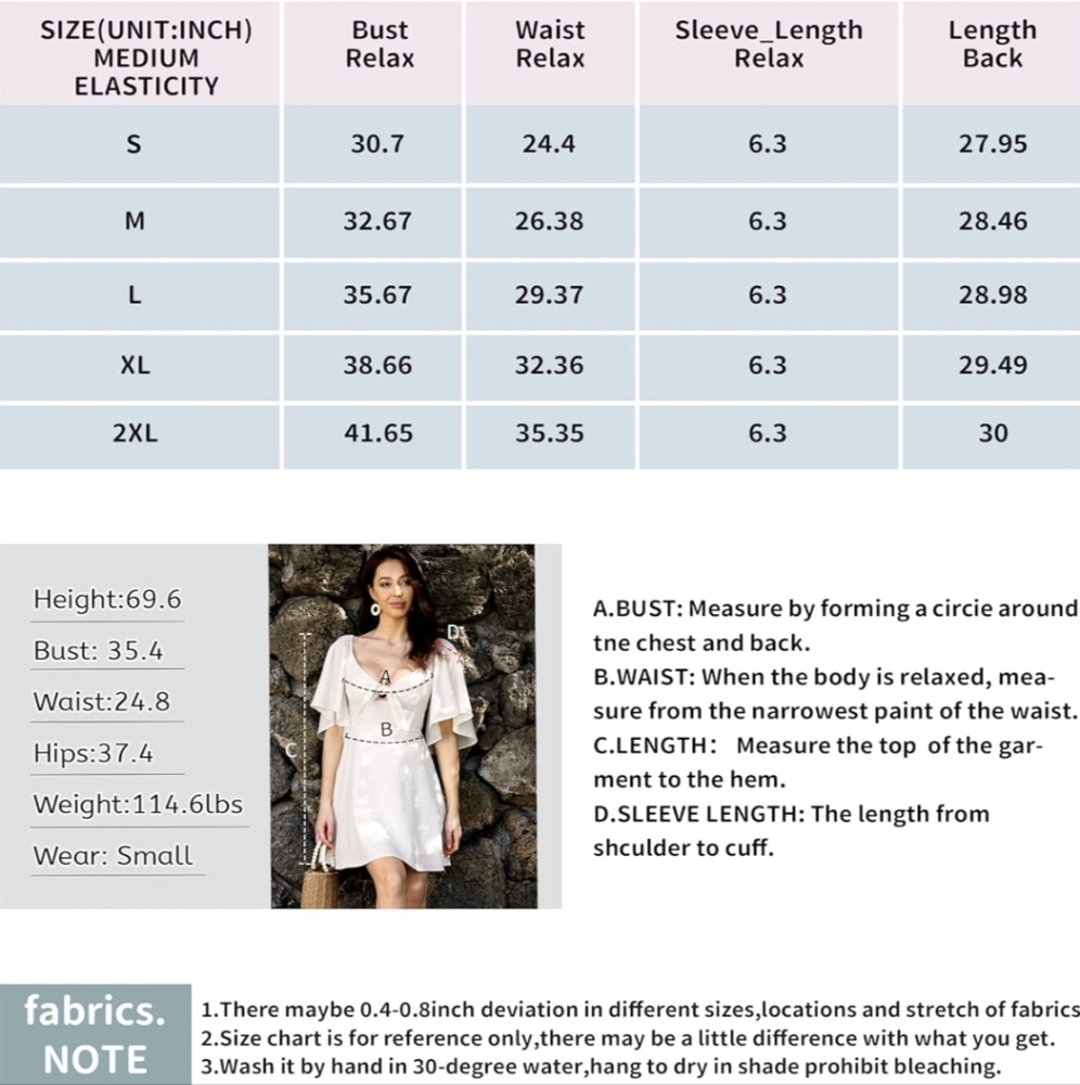Womens Summer Dresses Elegant Bow tie Deep V Neck Ruffle Sleeves A-Line Flowy - Picture 6 of 7